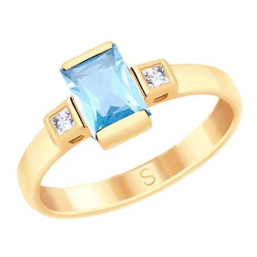 Кольцо женское SOKOLOV из золота с топазом и Swarovski Zirconia 715210 р.18 в Орби